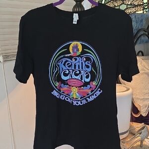 Keith's Cacao Black Tee with Multicolor Floral Logo From Joshua Tree Music Fest